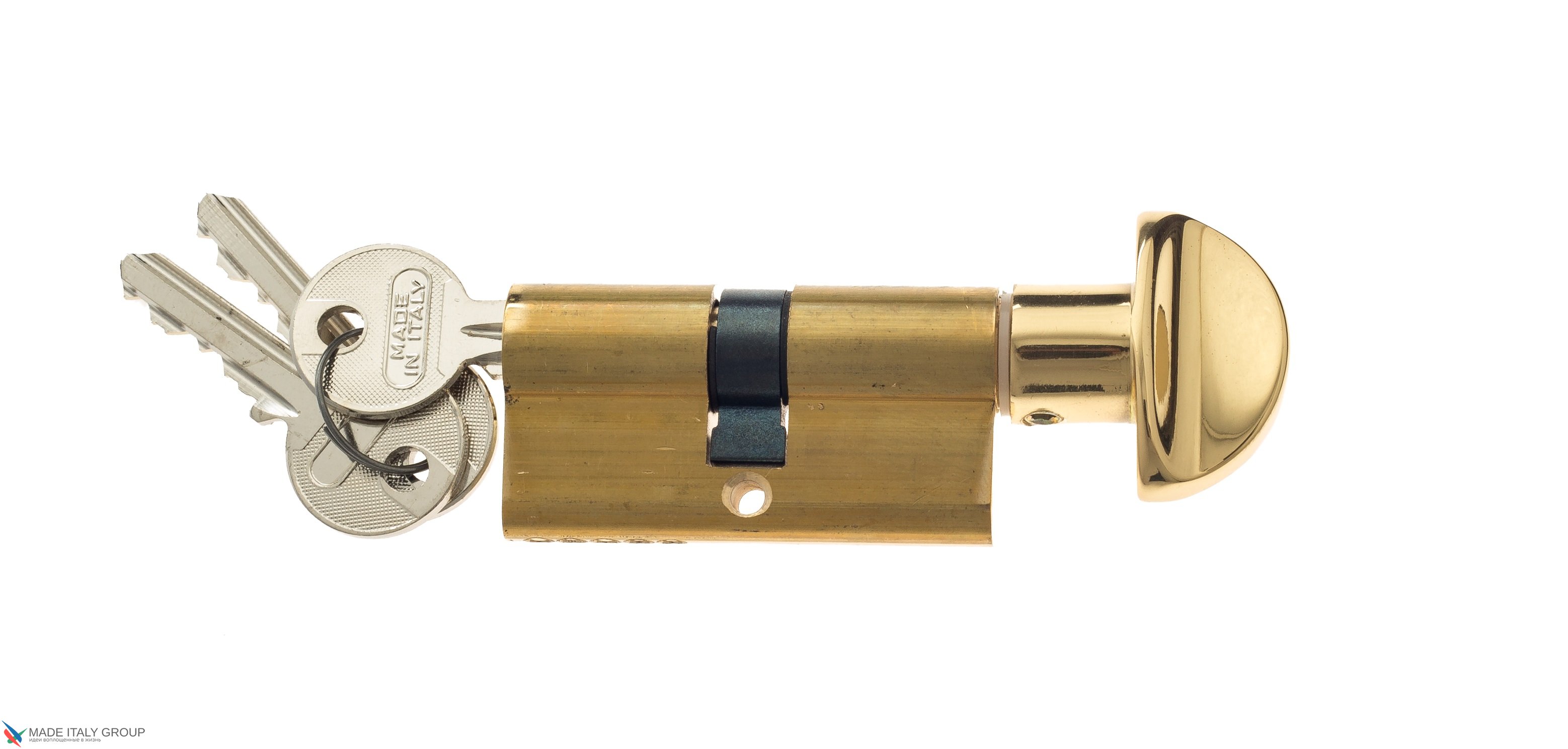 Цилиндровый механизм ключ-вертушка Venezia 25/10/35 полированная латунь