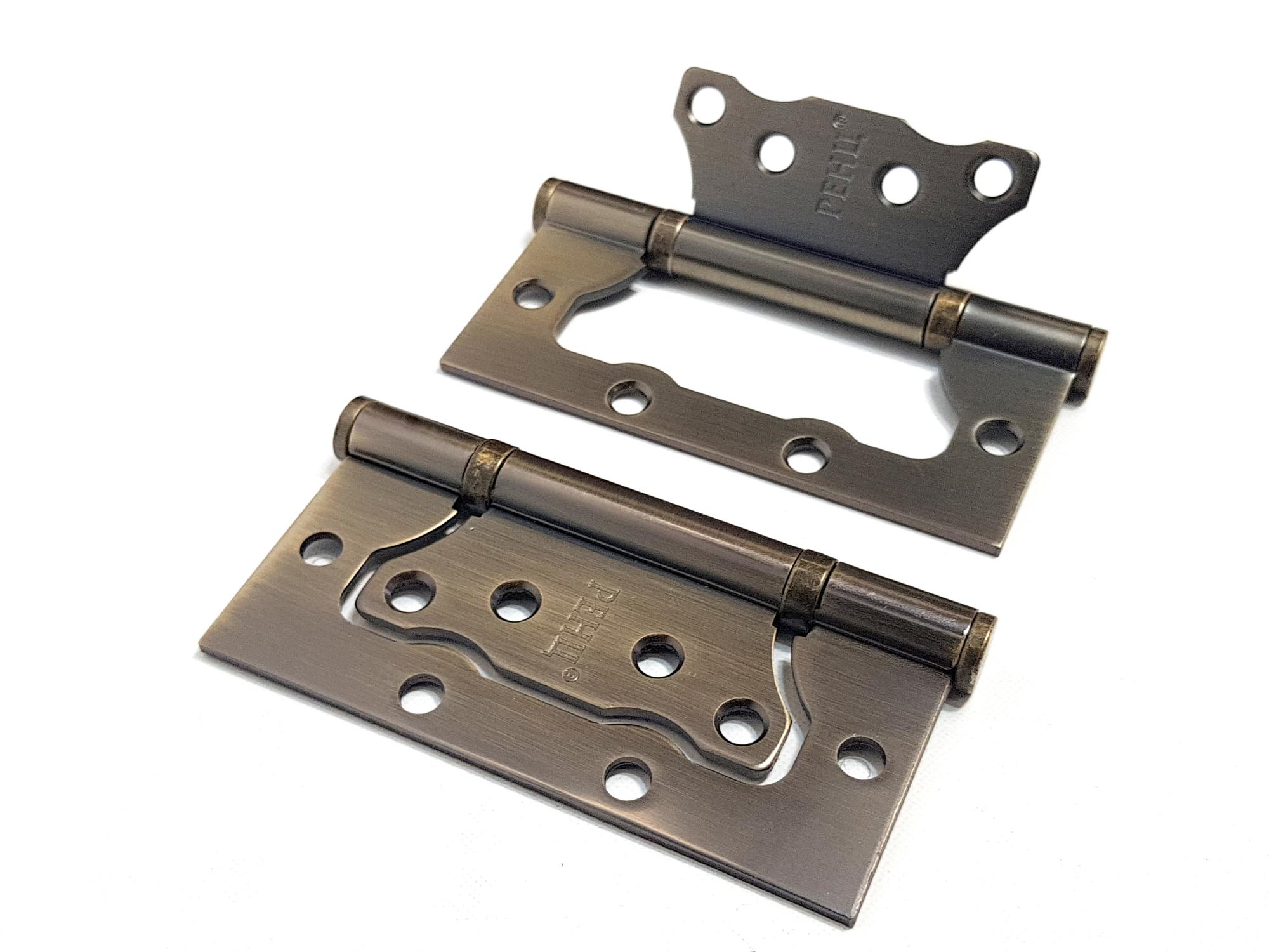 Петля стальная RENZ IN100-2BB FH MAB безВР 100*75*2,5, 2 подшипника, б/колп., бронза античная матовая (без врезки)