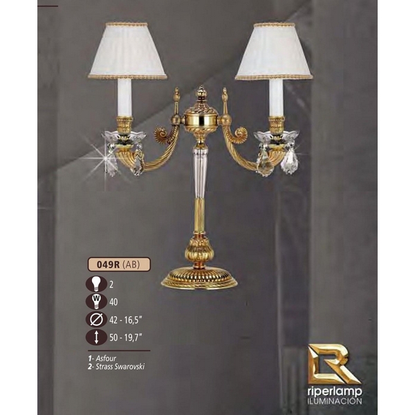 Интерьерная настольная лампа Riperlamp 049R/2 AB ASFOUR,CREAM SHADE