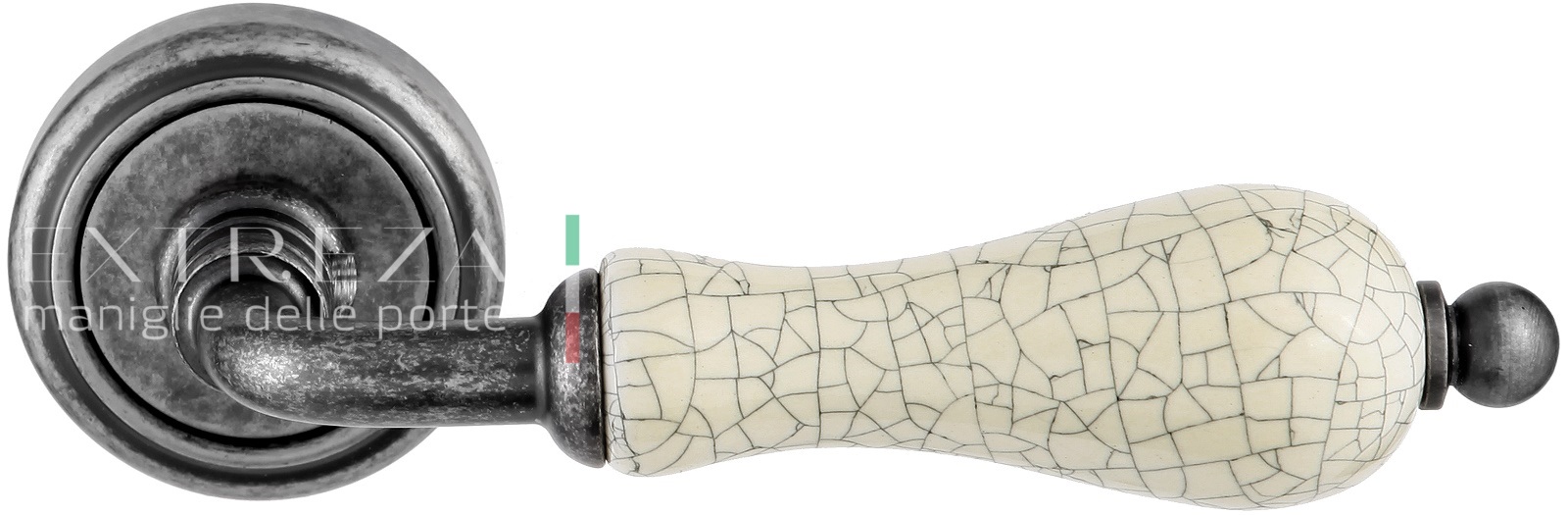 Ручка дверная Extreza DANA CRACKLE (Дана кракле) 306 на розетке R01 античное серебро F45