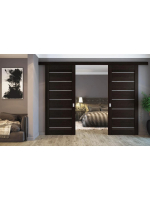 Комплект фурнитуры для раздвижных дверей Morelli SLIDING SET 1 до 40kg, двустворчатый, крепление потолочное, 1000-1500мм, стопор-довод