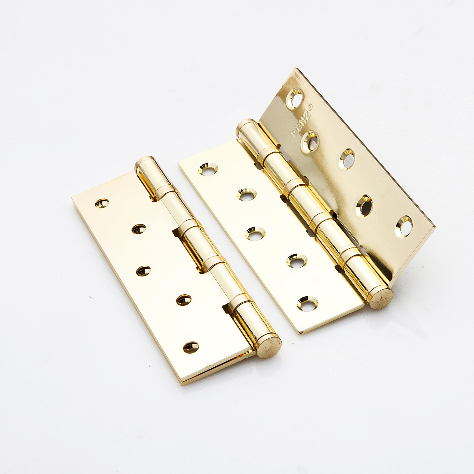 Петля дверная стальная RENZ IN125-4BB FH PB 125*75*2,5, 4подш, б/колп., лат.бл