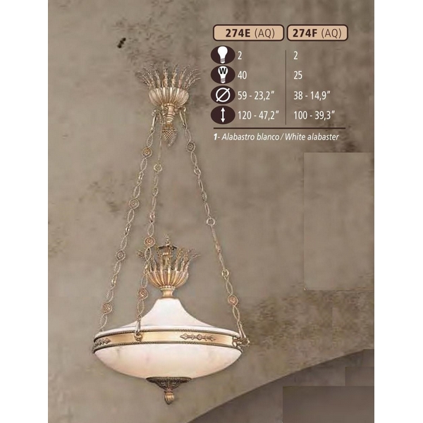 Люстра подвесная Riperlamp 274F/2 AQ WHITE ALABASTER