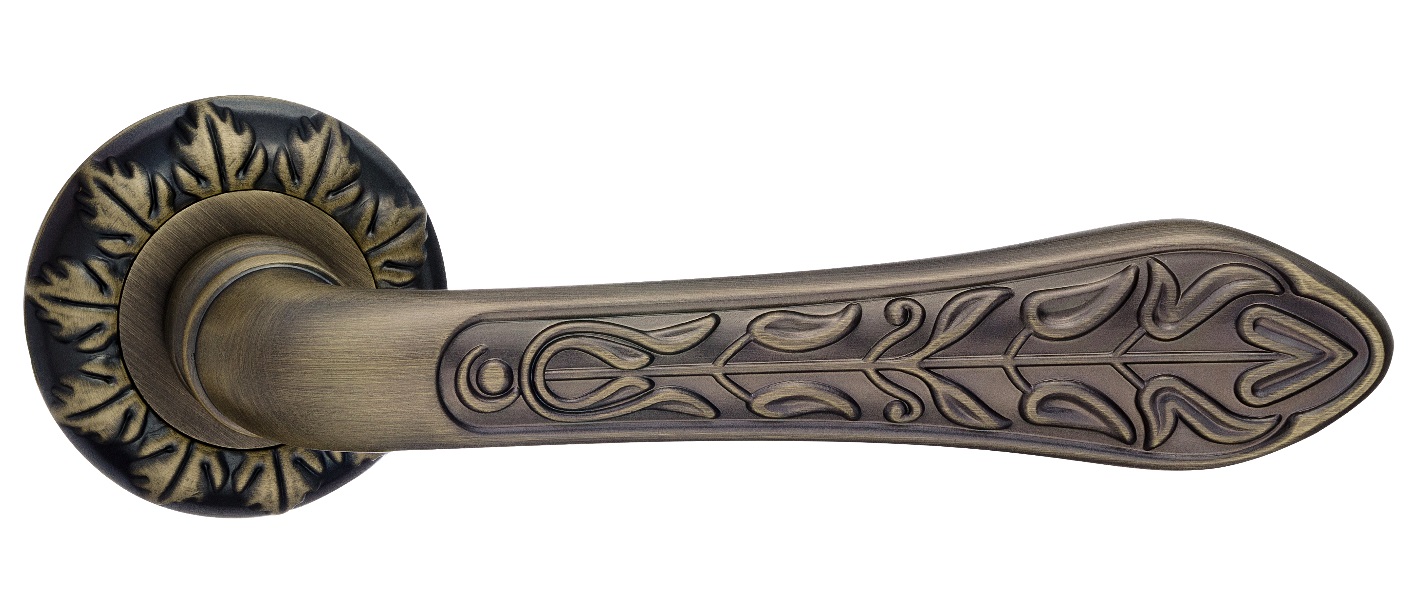 Ручка дверная Classic RENZ INDH 66-10 MAB "Плати", бронза ант. мат, декорат.роз.