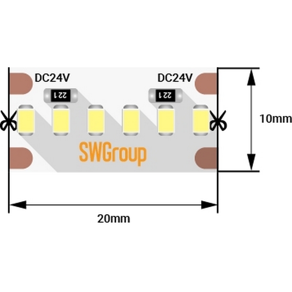 Светодиодная лента SWG SWG2A300 SWG2A300-24-19.2-WW