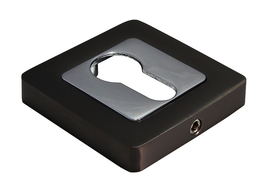 Накладка дверная с квадратным основанием под цилиндр Morelli MH-KH-S55 GR/PC графит/полир хром