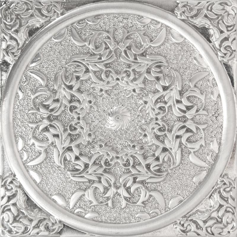 Керамогранит Absolut keramika Steel 1458 Plox Floresta Satined Black Silver декор 8х8