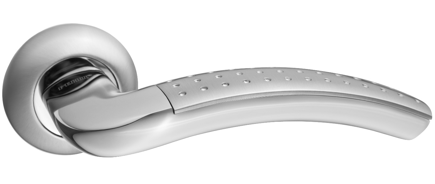 Ручка дверная RENZ INDH 36-08 SN/NP "Венеция", ник.мат./ник.бл.