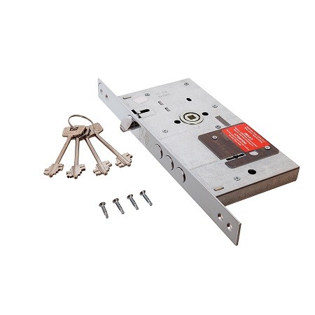 Замок сувальдный с защёлкой Kale Kilit 252RL-85BS60-CP-4KEY-(w/o SP, w/o Ros)-PB 252RL000021 хром