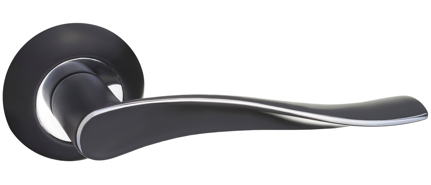 Ручки дверные RENZ INDH 427-08 B/CP Модена черный/хром блестящий