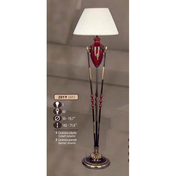 Торшер Riperlamp 201Y/1 AY COBALT/GARNET CERAM. - CREAM SHADE
