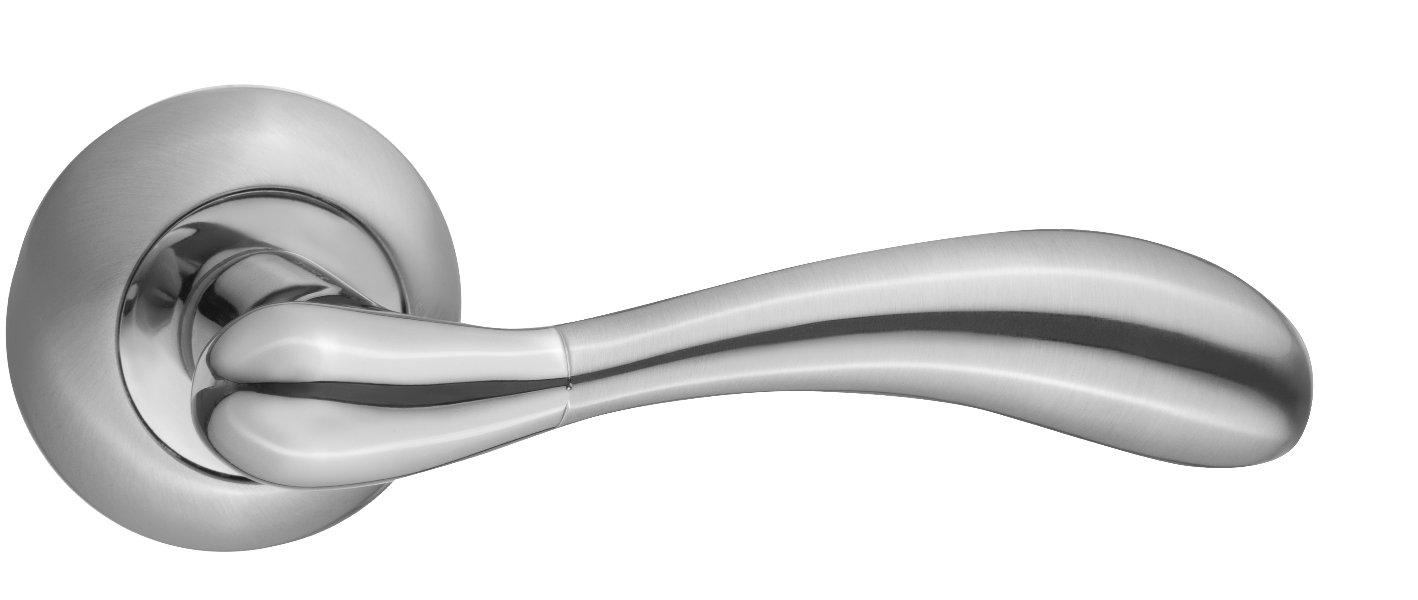 Ручки дверные RENZ INDH 89-08 SN/NP Розаро никель матовый/никель блестящий