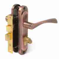 Ручка дверная на планке с замком Avers 0823/60-C-AC медь