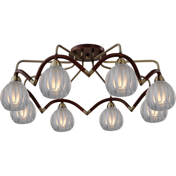 Люстра потолочная N-Light 407-08-53ABWBB antique brass + walnut