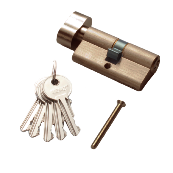 Цилиндр RENZ INCS 60-H AB 60 мм К-З, стандартный ключ, бронза античная