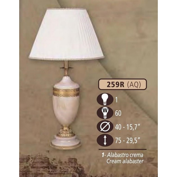 Интерьерная настольная лампа Riperlamp 259R/1 AQ CREAM ALABASTER - CREAM SHADE