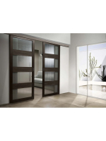 Комплект фурнитуры для раздвижных дверей Morelli SLIDING SYNCRO до 60kg, синхронный, двустворчатый, крепление потолочное, классический стопор