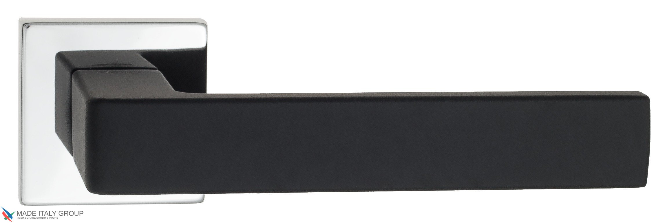 Дверная ручка Venezia Unique "BIBLO" полированный хром / черный (мягкое покрытие)