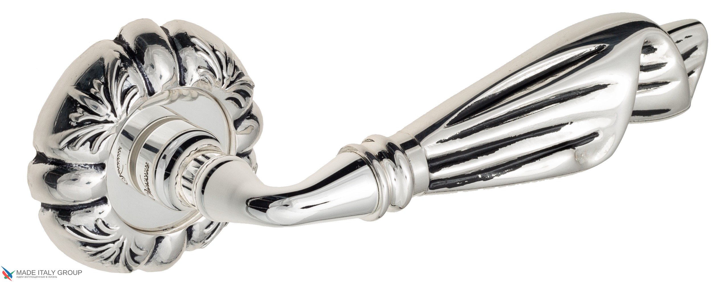 Дверная ручка Venezia "OPERA" D5 натуральное серебро + черный