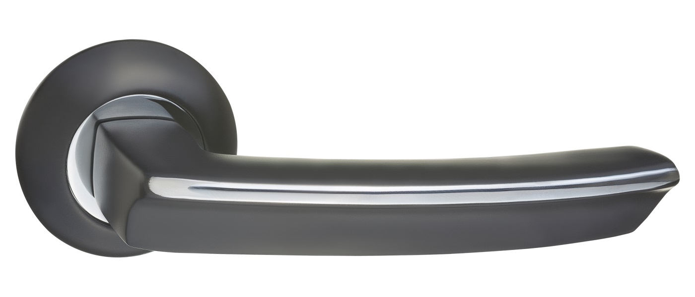 Ручка дверная Black&White RENZ INDH 428-08 B/CP "Ровиго", черн/хр.бл.