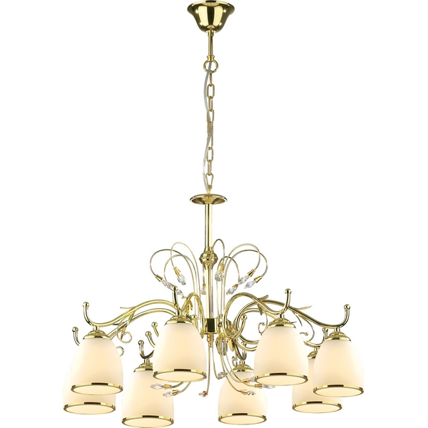 Люстра подвесная N-Light 135-08-32 gold + clear crystal