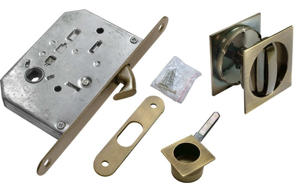 Ручки купе для раздвижных дверей с сантехнической защелкой Morelli MHS-2 WC AB бронза