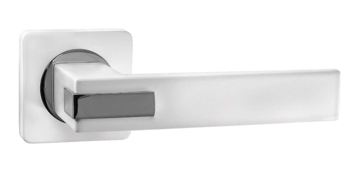 Ручка дверная Black&White RENZ INDH 301-02 MSW/CP "Катания", мат.суп.бел./хр.бл.КВ