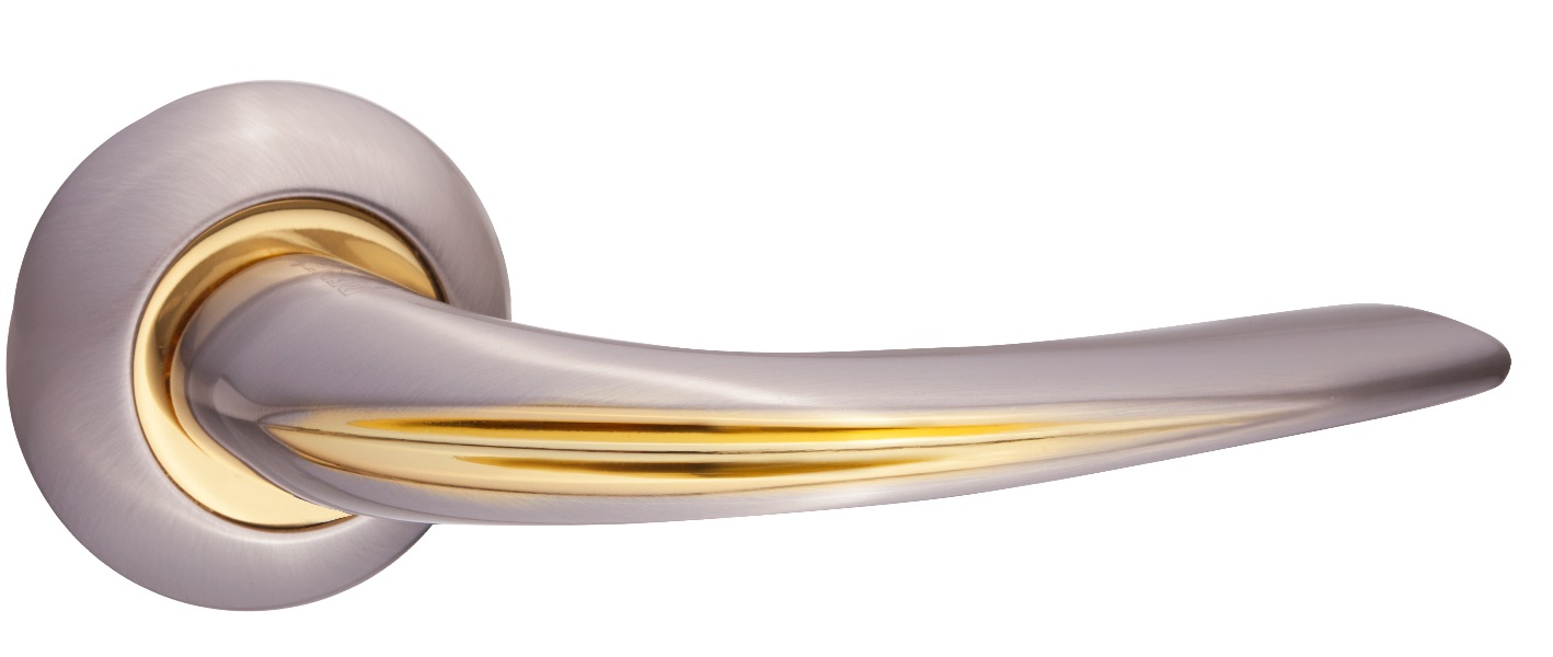 Ручка дверная RENZ INDH 88-08 SN/GP "Сольо", никель мат./лат.бл.