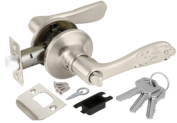 Ручка защелка (кноб) дверная нажимная с защелкой Punto 6033 SN-E (кл./фик.) мат. никель