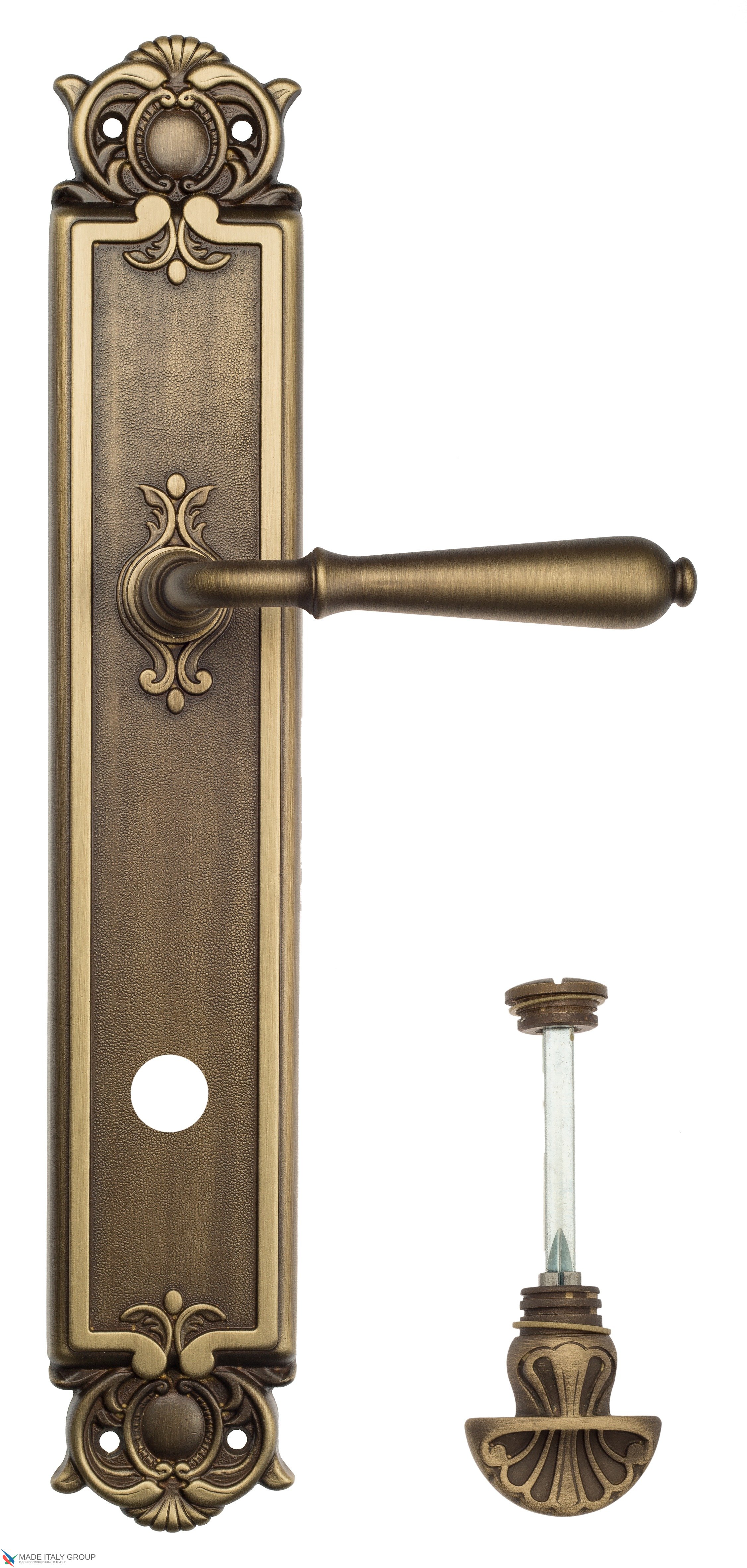 Дверная ручка Venezia "CLASSIC" WC-4 на планке PL97 матовая бронза