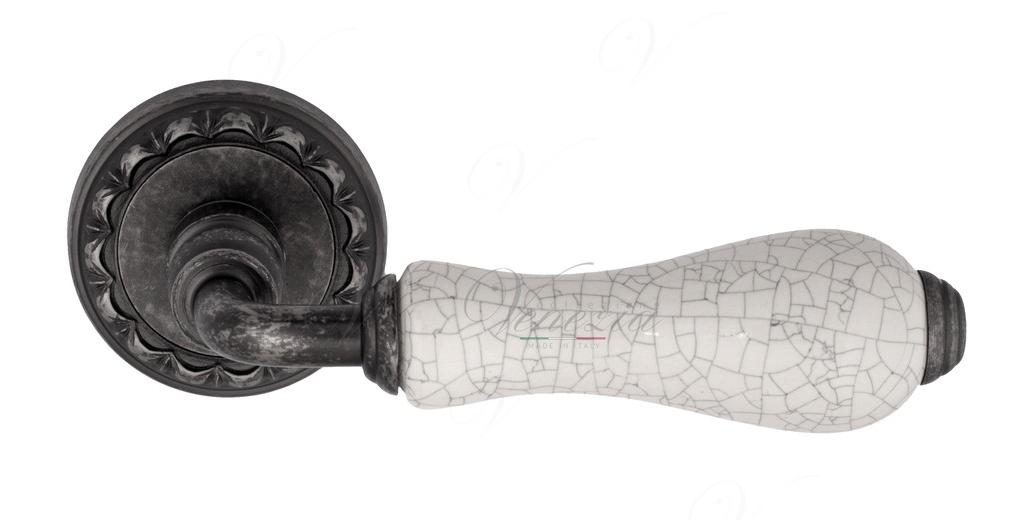 Ручка дверная межкомнатная Venezia Colosseo D2 Белая керамика+античное серебро