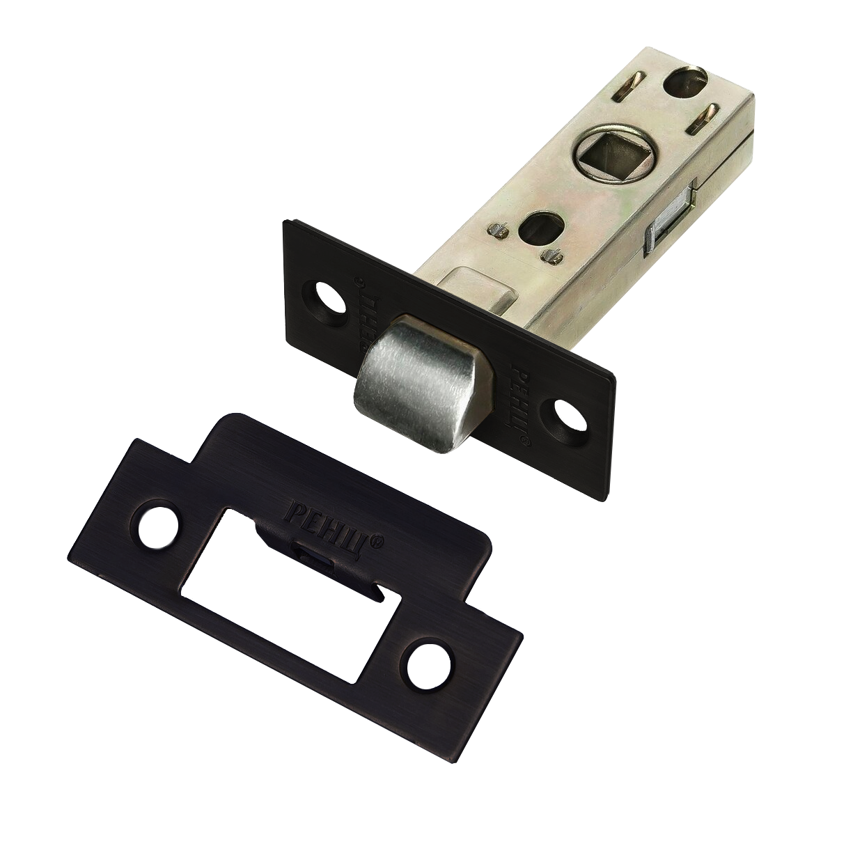 Защелка межкомнатная RENZ INL 5-45 plastic Black пластиковый язычок, черный