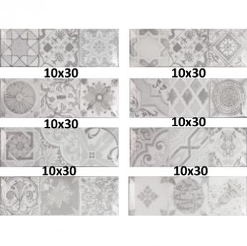 Плитка керамическая Monopole Antique Gris brillo bisel настенная 10х30