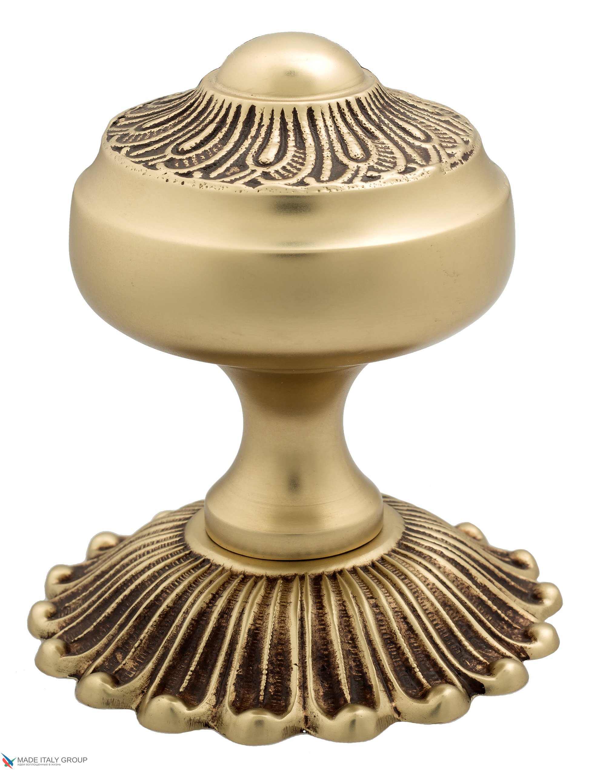 Ручка дверная кноб Venezia P22 Ø65 французcкое золото + коричневый