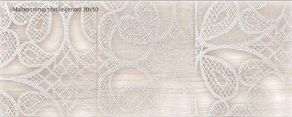 Плитка керамическая Cerrol Malbo Crema Textile Centro декор 50х20