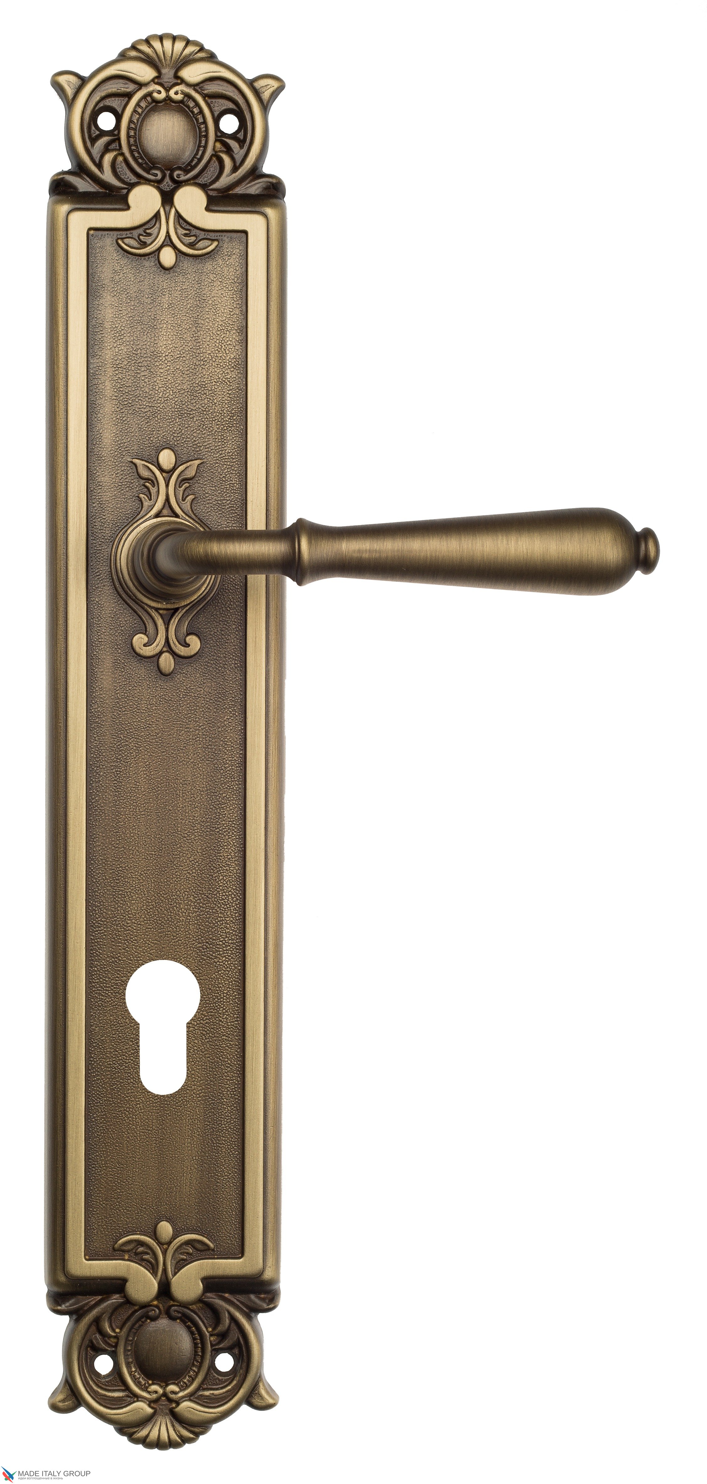 Дверная ручка Venezia "CLASSIC" CYL на планке PL97 матовая бронза