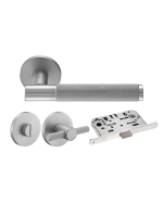 Комплект дверных ручек Morelli MH-57-R6T MSC с заверткой MH-WC-R6T MSC + магнитный замок M1895 MSC, цвет матовый хром