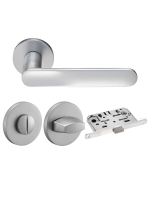 Комплект дверных ручек Morelli MH-59-R6 MSC с заверткой MH-WC-R6 MSC + магнитный замок M1895 SC, цвет матовый хром