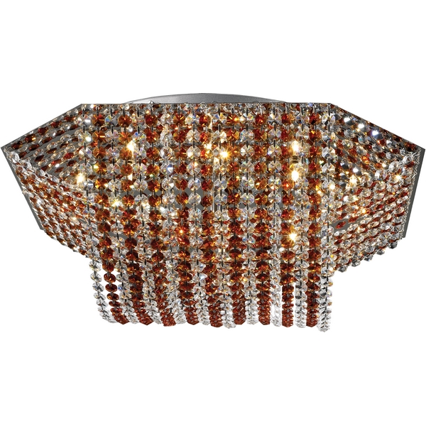 Светильник потолочный прямоугольный N-Light 62484 06 2484 0133 09 chrome, amber and white crystal