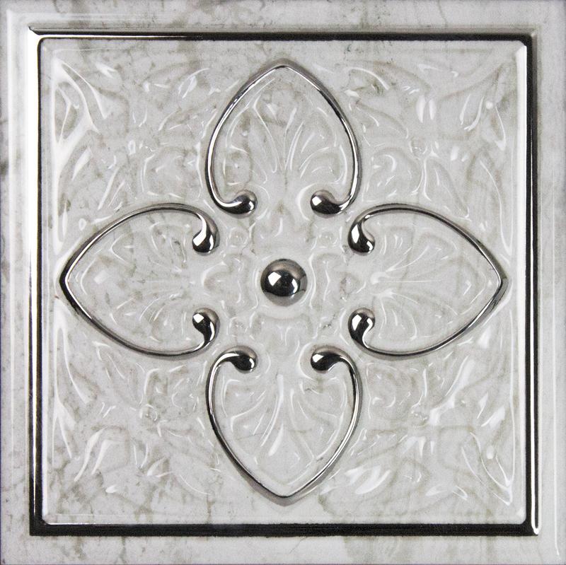 Плитка керамическая Monopole Petra Dec Armonia Petra Brillo Bisel Silver, A декор 15х15