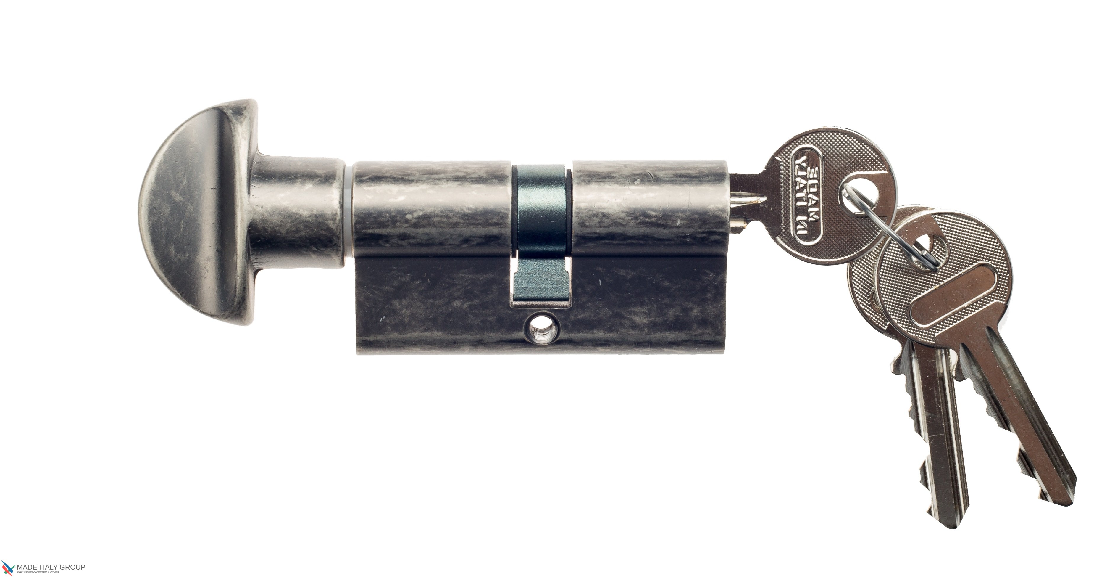 Цилиндровый механизм вертушка-ключ Venezia 25/10/35 античное серебро