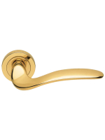 Ручка дверная Morelli Luxury COBRA R2 OTL раздельная на круглой розетке, цвет золото, латунь