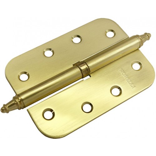 Петля разъёмная стальная скругленная с короной правая Morelli MS-C 100X70X2.5 SG R матовое золото