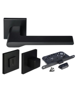 Комплект дверных ручек Morelli MH-53-S6 BL с заверткой MH-WC-S6 BL + магнитный замок M1895 BL, цвет черный