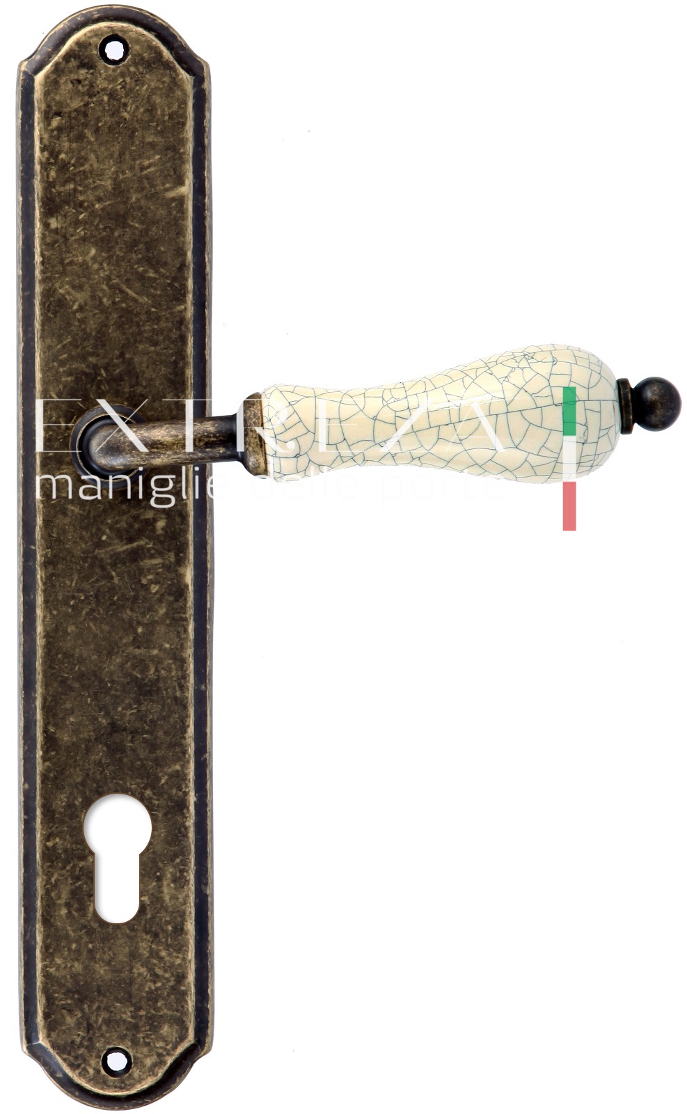 Ручка дверная Extreza DANA CRACKLE (Дана Кракле) 306 на планке PL01 CYL античная бронза F23
