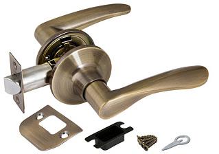 Ручка защелка (кноб) дверная нажимная Punto 6020 AB-P без фик. бронза