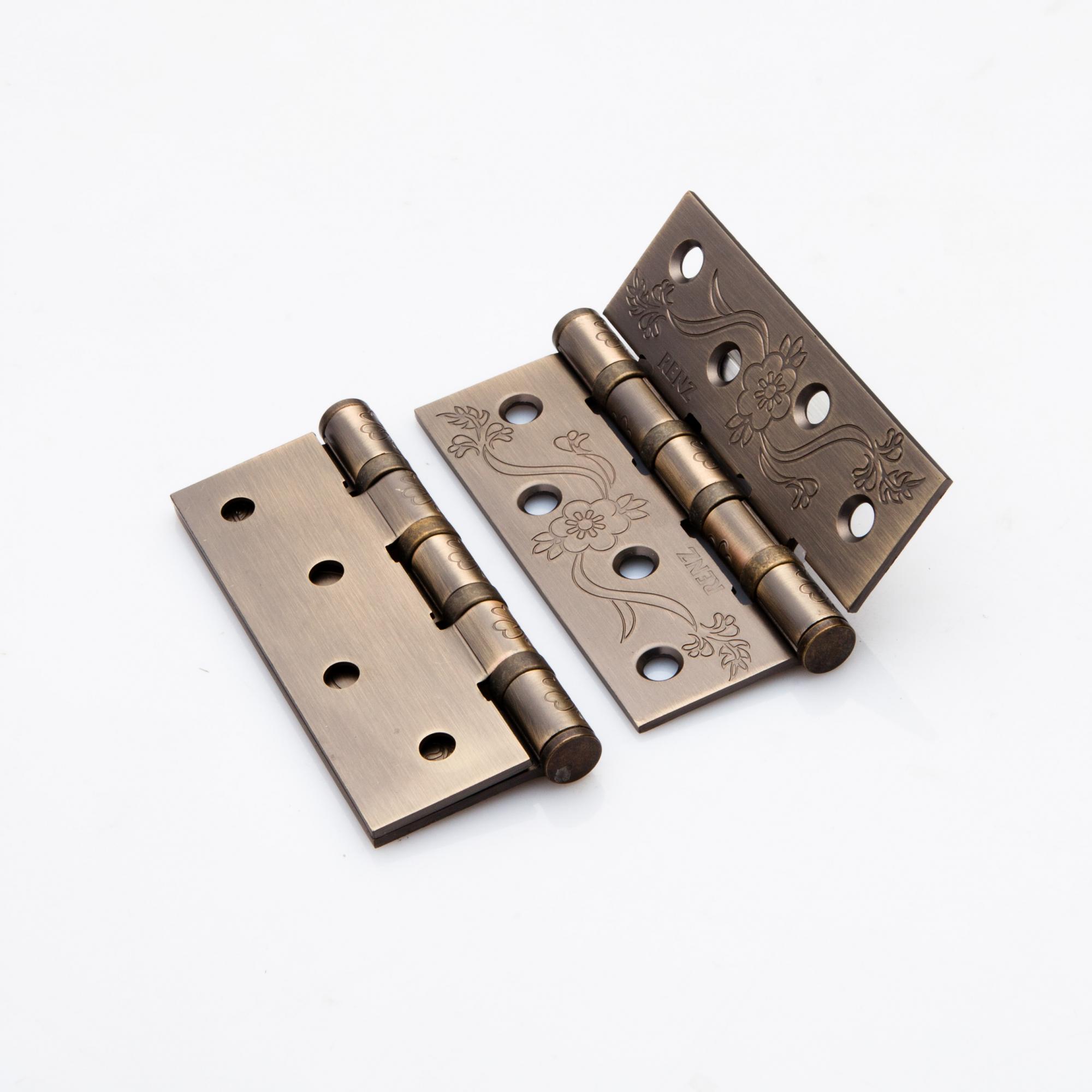 Петля дверная стальная RENZ INDECOR FL 100-4BB FH MAB 100*75*2,5, 4подш, FL б/колп. бронза мат