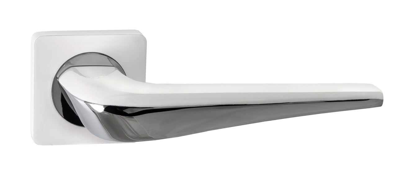 Ручка дверная Black&White RENZ INDH 425-02 SW/CP "Фиоре", суп.бел./хр.бл.КВ