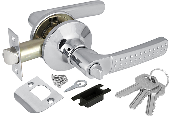 Ручка защелка (кноб) дверная нажимная с защелкой Punto 6026 CP-E (кл./фик.) хром