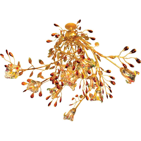Люстра потолочная N-Light 90284/12 gold + amber crystal